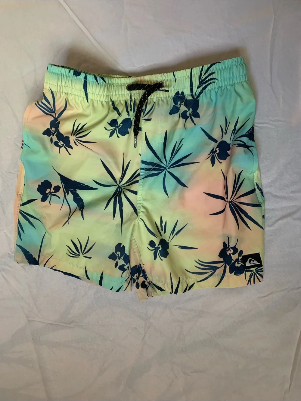 Quiksilver Boys Multicolor Tropical Swim Trunks - Blue Floral Print